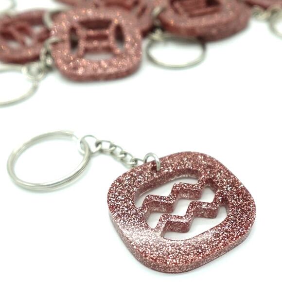 Rose Glitter Gold ZODIAC Charm Keychain - Picture 3 of 11